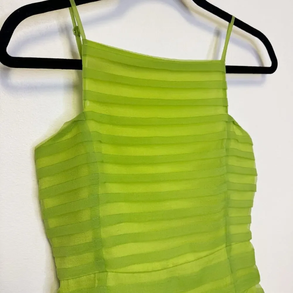 NWT $345 STAUD Jacob Mesh Striped Square Neck Mini Dress - Picture 3 of 10